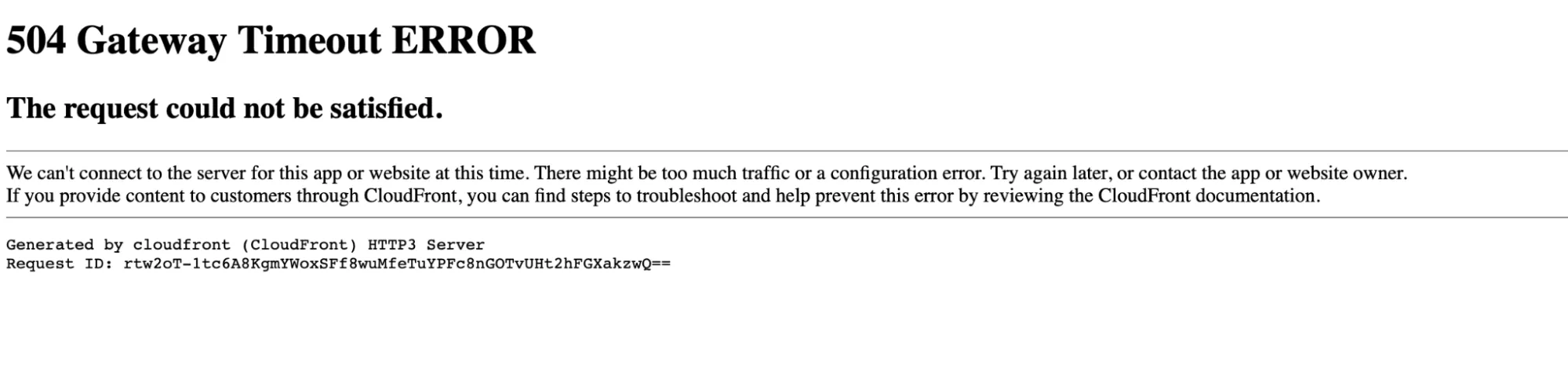 Error on the Cloudflare status page
