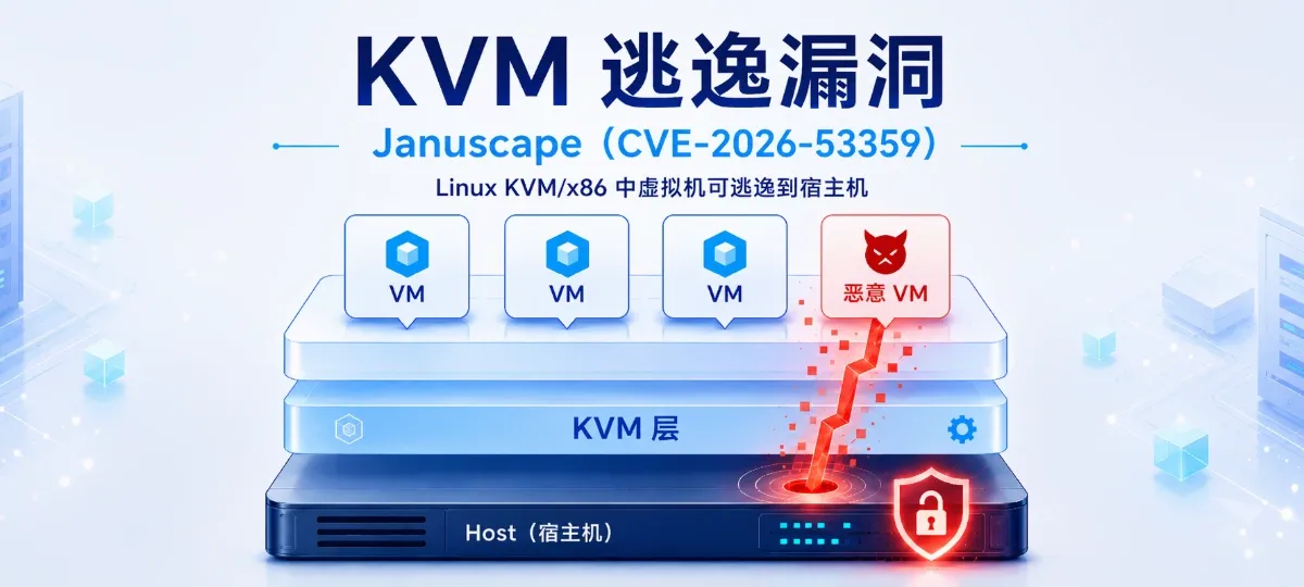 Januscape（CVE-2026-53359）：一个存在多年的 KVM 虚拟机逃逸漏洞 封面图